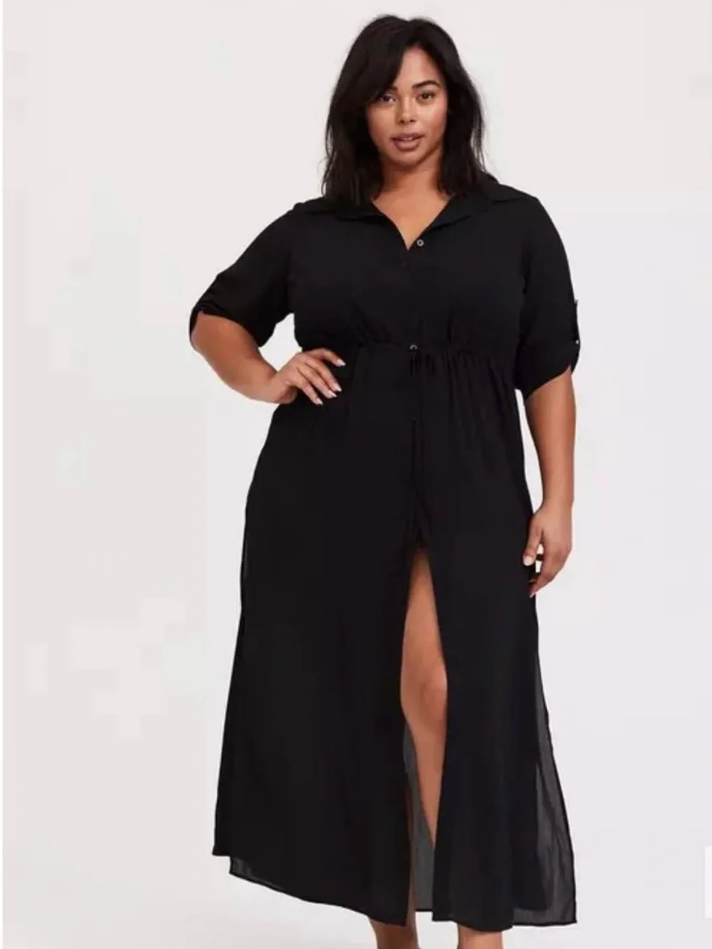 torrid NWT Black Long Button-Front Coverup